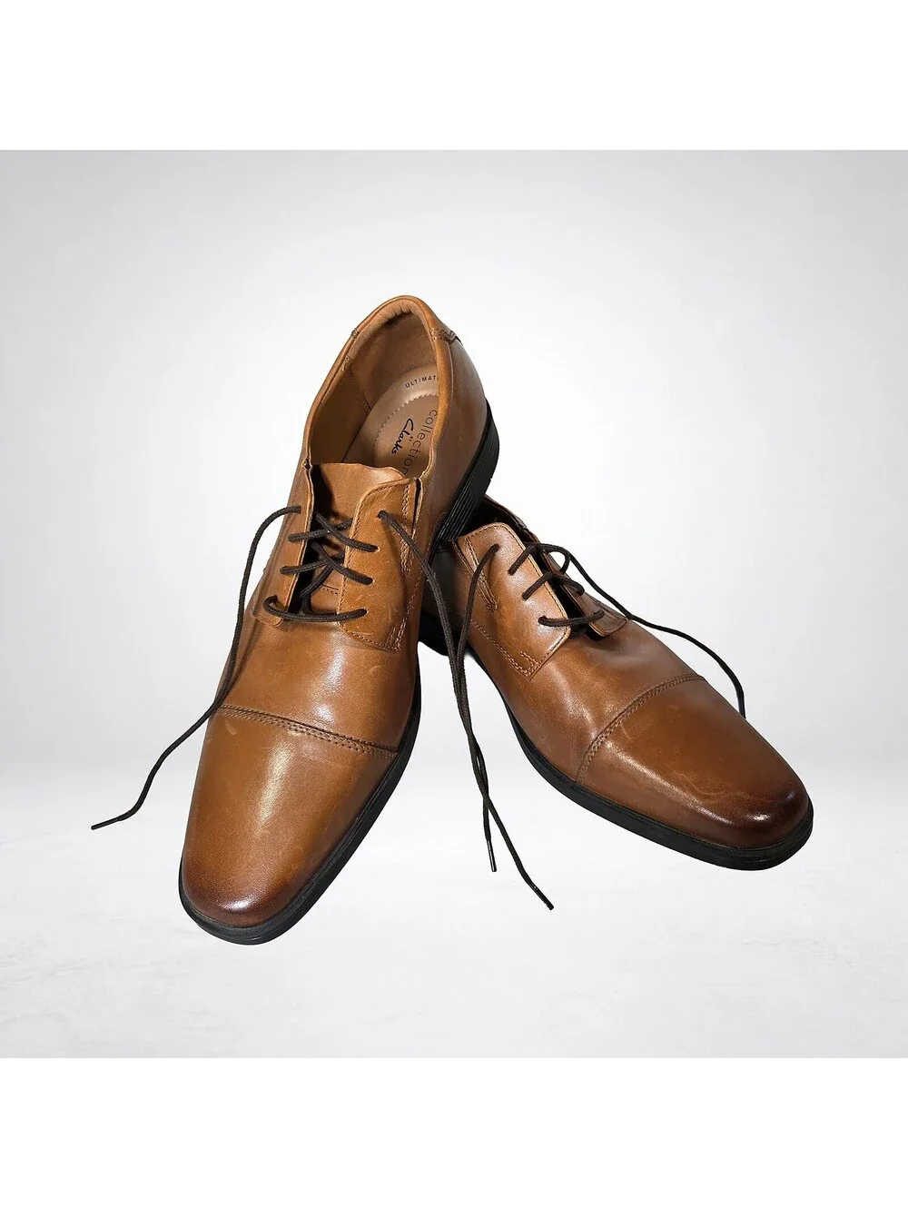 Clarks Collection Men's 11.5 Leather Cap Toe Oxford Tan Shoes